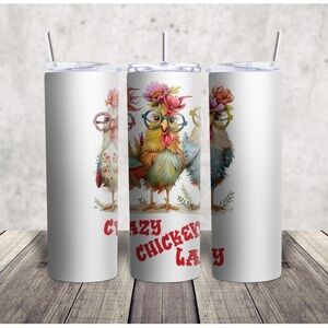 Colorful Chicken Tumbler with Straw